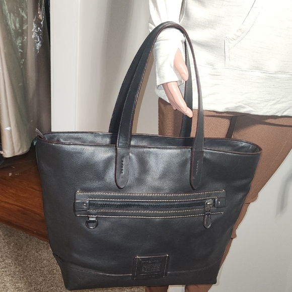 Coach Black Leather Laptop Tote - Picture 4 of 15
